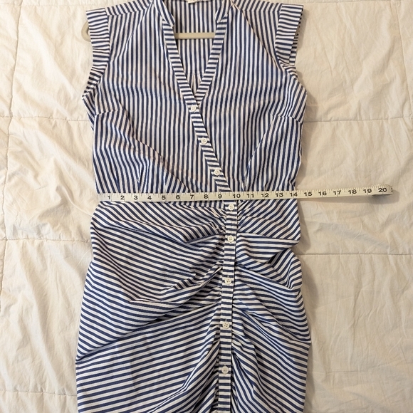 Veronica Beard Striped‎ Ruched Shirt Dress - Picture 11 of 12